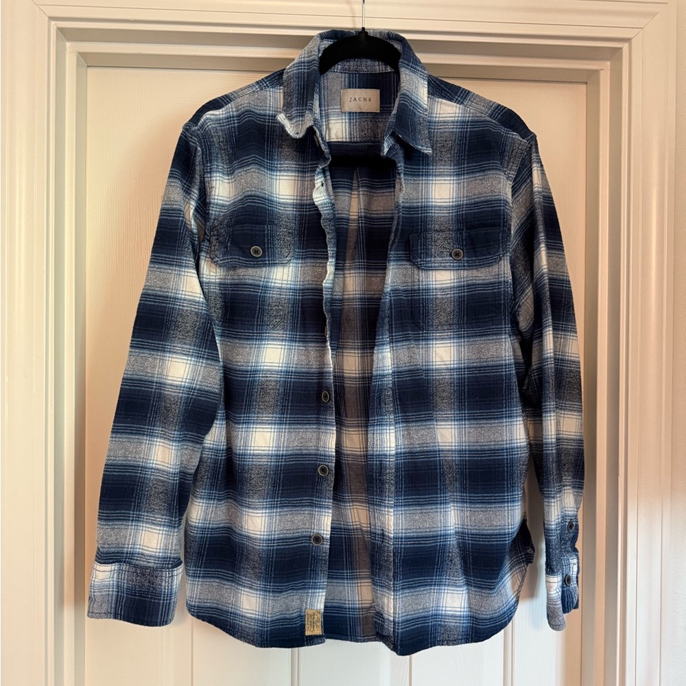 Jachs Blue and White Plaid Shirt